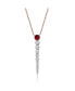 14k Yellow Gold Plated with Emerald & Cubic Zirconia Icicle Journey Pendant Layering Necklace in Sterling Silver