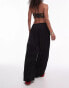 Topshop premium beach trouser in crinkle black