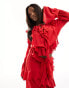 Daska long sleeve ruffle blouse co-ord in red