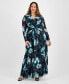 Фото #1 товара Plus Size Twist-Front Mesh Maxi Dress