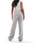 Vero Moda tailored high waisted relaxed straight leg trousers with belt loop detail in grey pinstripe