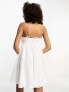 ASOS DESIGN broderie cotton pleat bust babydoll mini sundress in white