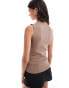 Фото #4 товара Vila asymmetrical neck sleevesless top in brown