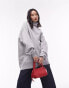 Фото #6 товара Topshop super oversized funnel neck sweat in grey