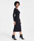 Фото #3 товара Women's Baby Ribbed-Knit Long-Sleeve Midi Dress, Created for Macy's