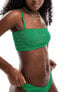 Фото #1 товара Miss Selfridge bralet crinkle bikini top in bright green