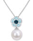 Фото #1 товара Macy's cultured Freshwater Pearl (11mm) & Blue Topaz (1-3/5 ct. t.w.) 18" Pendant Necklace in Sterling Silver