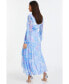 Women's Chiffon Water Color Long Sleeve Maxi Dress