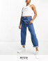 DTT Petite Grace balloon leg jeans in mid blue