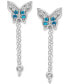 London Blue Topaz (1/6 ct. t.w.) & White Topaz (1/8 ct. t.w.) Butterfly Chain Earrings in Sterling Silver