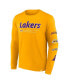 Фото #2 товара Men's Gold Los Angeles Lakers Baseline Long Sleeve T-shirt