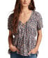 ფოტო #1 პროდუქტის Women's Printed Cotton Smocked Peplum Top