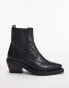 Topshop Wide Fit – Miffy – Ankle-Boots im Westernstil aus schwarzem Leder