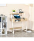 Computer Writing Desk for Small Space w/ Drawer, Storage Shelves, Natural