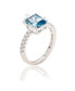 Suzy Levian Sterling Silver Aqua & White Cubic Zirconia Ring