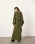 Фото #3 товара ASOS EDITION knitted v neck maxi dress in khaki green