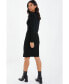 Women's Gold Button Pocket Knit Long Sleeve Dress