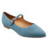 Trotters Hester T2007-433 Womens Blue Leather Mary Jane Flats Shoes