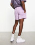 ASOS DESIGN oversized towelling shorts with embroidery in purple