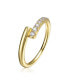 14k Yellow Gold Plated with Cubic Zirconia Bypass Stacking Ring in Sterling Silver