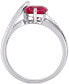 ფოტო #3 პროდუქტის Lab-Grown Ruby (1-5/8 ct. t.w.) & Diamond (1/20 ct. t.w.) Heart Ring in Sterling Silver