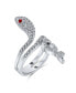 Фото #4 товара Spiral Wrap Serpent Snake Fashion Statement Ring For Women Red Eye Cubic Zirconia Pave CZ Silver Plated Brass