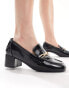 Glamorous Wide Fit heeled loafers in black patent