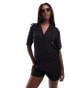 Фото #1 товара Threadbare beach cover up shirt & shorts set in black