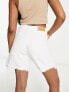 Stradivarius longline denim short in white