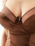 Фото #5 товара Ivory Rose Fuller Bust DD-G satin mesh bodysuit in chocolate brown