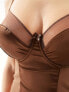 Ivory Rose Fuller Bust DD-G satin mesh bodysuit in chocolate brown Коричневый, EU 75F - фото #5