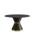 Фото #9 товара 53.15" Modern Artificial Stone Round Black Carbon Steel Base Dining Table-Can Accommodate 6 People