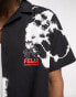 Crooked Tongues X Felix the Cat unisex relaxed revere shirt in black tie dye with chest print