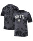 Фото #2 товара Men's Black Brooklyn Nets Big and Tall Marble Dye Tonal Performance T-shirt