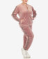 Plus Size Faux Leather Stripe Velour 2 Piece Tracksuit Set