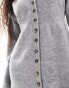 Vero Moda Petite buttondown knitted mini dress in light grey melange Серый, XS - EU 34 - фото #3