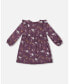 Toddler Girls Dress With Frills Mauve Printed Cats - Toddler|Child