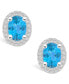 ფოტო #3 პროდუქტის Topaz (3-1/5 ct. t.w.) and Diamond (3/8 ct. t.w.) Halo Stud Earrings in 14K White Gold