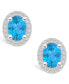 Фото #3 товара Topaz (3-1/5 ct. t.w.) and Diamond (3/8 ct. t.w.) Halo Stud Earrings in 14K White Gold