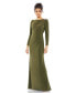 Фото #2 товара Women's Draped Bateau Long Sleeve Trumpet Gown