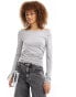 4th & Reckless asymmetric off shoulder top in grey