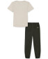 ფოტო #2 პროდუქტის Big Boys Short-Sleeve Ribbed Jersey T-Shirt & Poplin Jogger Pants, 2 Piece Set