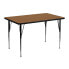 Фото #1 товара 30''W X 48''L Rectangular Oak Thermal Laminate Activity Table - Standard Height Adjustable Legs