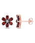 ფოტო #1 პროდუქტის Garnet and Diamond Accent Floral Stud Earrings