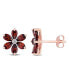 Фото #1 товара Garnet and Diamond Accent Floral Stud Earrings