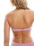 Brave Soul glitter bandeau bikini top with removable cups in pink