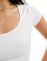 Hollister side ribbed scoop neck t-shirt in white