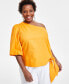 Фото #1 товара Plus Size Linen-Blend One-Shoulder Top, Created for Macy's