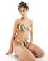 New Look bikini top in khaki stripe