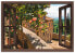 Фото #1 товара Картина ARTLAND Розы на балконе Тосканы, коричневая 100x70 см (ШхВ)